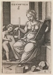 Geometria, uit de serie "De vrije kunsten", ca.1541 (gravure)