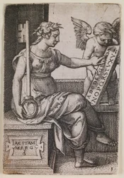 Grammatica, uit de serie "De vrije kunsten", ca.1541 (gravure)