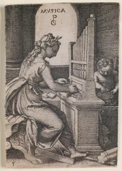 Musica, uit de serie "De vrije kunsten", ca.1541 (gravure)