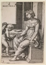 Rhetorica, uit de serie "De vrije kunsten", ca.1541 (gravure)
