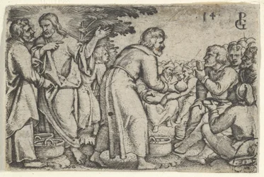 Het wonder van de broden en de vissen, uit Het verhaal van Christus, 1534-35