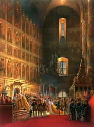 De zalving van Tsaar Alexander II van Rusland, Moskou, 1856