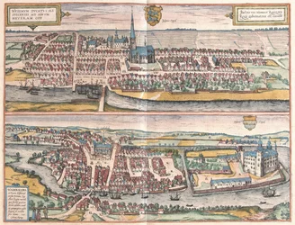 Husum, Duitsland, illustratie uit Civitates Orbis Terrarum