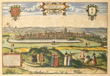 Gdansk uit Civitates Orbis Terrarum door Georg Braun