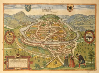 Kaart van Besançon uit Civitates Orbis Terrarum door Georg Braun