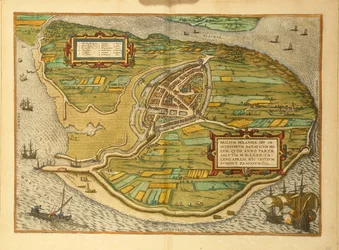 Kaart van Brielle uit Civitates Orbis Terrarum door Georg Braun