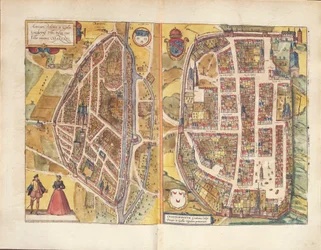 Kaart van Chateaudun en Chartres, Frankrijk, uit Civitates Orbis Terrarum