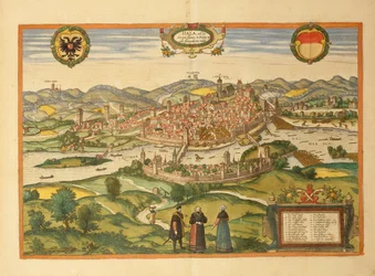 Kaart van Halle an der Saale uit Civitates Orbis Terrarum door Georg Braun