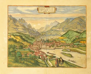 Kaart van Innsbruck uit Civitates Orbis Terrarum door Georg Braun
