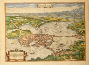 Kaart van Mantua uit Civitates Orbis Terrarum door Georg Braun