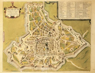 Kaart van Padua uit Civitates Orbis Terrarum door Georg Braun