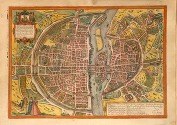 Kaart van Parijs uit Civitates Orbis Terrarum door Georg Braun