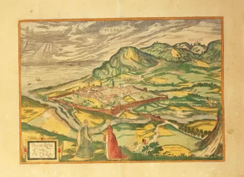 Kaart van Pesaro uit Civitates Orbis Terrarum