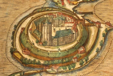 Kaart van Ratzeburg uit Civitates Orbis Terrarum door Georg Braun