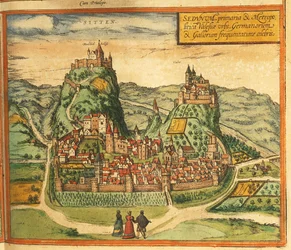 Kaart van Sion uit Civitates Orbis Terrarum