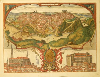 Kaart van Toledo uit Civitates Orbis Terrarum door Georg Braun