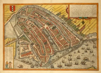 Kaart van de stad, uit Civitates Orbis Terrarum