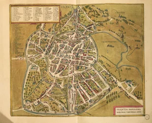 Vicenza uit Civitates Orbis Terrarum door Georg Braun