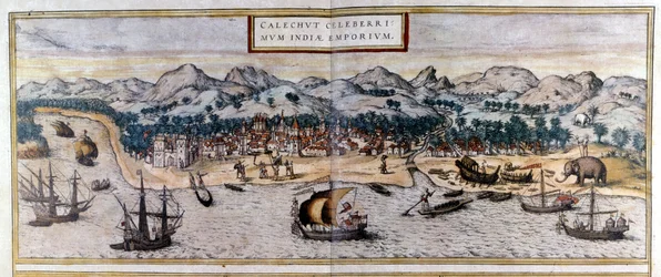 Uitzicht op Kozhikode of Calicut in India uit de Atlas 