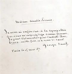 Brief van George Sand (Aurore Dupin, Baronne Dudevant) aan Madame Amalia Ferraris, Parijs 19 maart