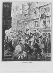 Sir Bulkeley Price brengt het hypotheekgeld naar Mr Scarve (gravure)