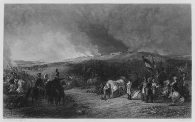 De Slag bij Borodino, uit het schilderij in de Vernon Gallery (gravure)