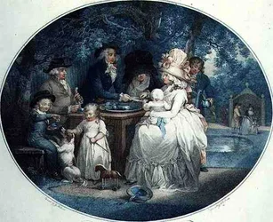 Een Theetuin, gegraveerd door Francois David Soiron, uitgegeven door T. Gaugain