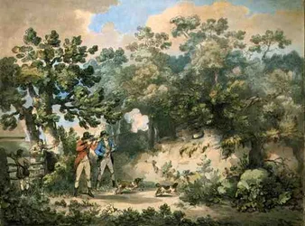 Fazant Jacht, geëtst door Thomas Rowlandson, uitgegeven door J. Harris