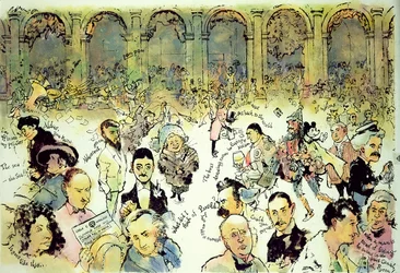 Beroemde gezichten buiten Florians op het Piazza San Marco, Venetië, ca. 1990