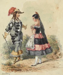 Kavalier en Dienstmeid in Spaanse Kleding