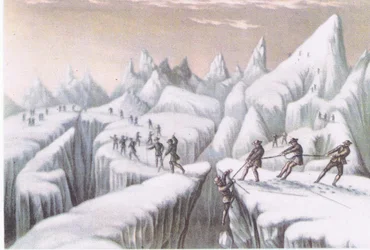 Stadia in de beklimming van de Mont Blanc, uit British Adventure gepubliceerd door Collins, 1947