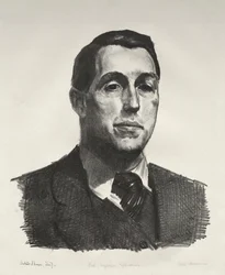 Portret van Eugene Speicher, eerste steen