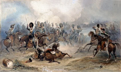 Kapitein Norman Ramsay van de Royal Horse Artillery voert zijn troep in galop door het Franse leger naar veiligheid tijdens de Slag bij Fuentes de Oñoro, 1811