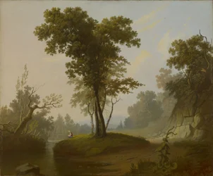 Landschap met visser