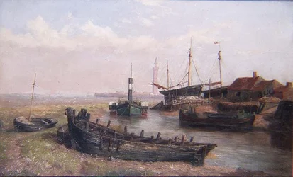 De monding van de rivier Freshney, nabij Grimsby, Lincolnshire