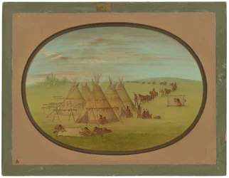 Een klein Sioux-dorp