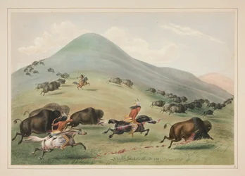 Buffeljacht, Achtervolging, pl. 6 uit de North American Indian Portfolio