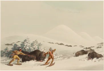 Bizonsjacht op sneeuwschoenen