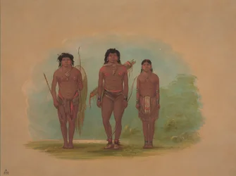 Chaco hoofd, zijn vrouw en een krijger, 1854-1869