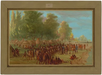 La Salle richt een kruis op en neemt het land in bezit. 25 maart 1682