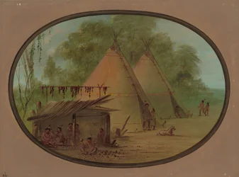 Het maken van vuurstenen pijlen - Apachees, 1855-1869