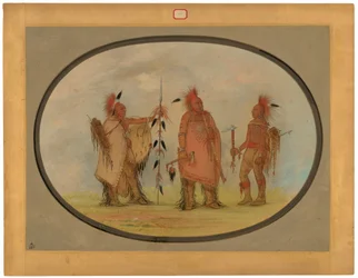Osage Hoofdman met Twee Krijgers