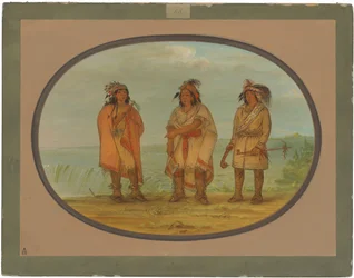 Seneca-opperhoofd, Red Jacket, met twee krijgers