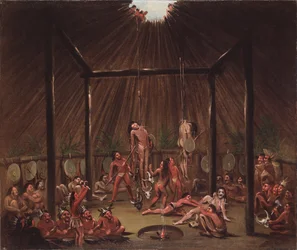De snij scène, Mandan O-kee-pa ceremonie