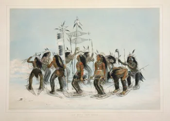 De Sneeuwschoendans, uitgegeven 1845 kleur lithografie
