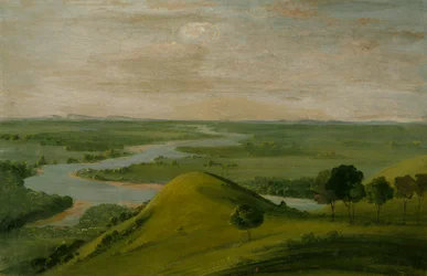 Uitzicht op de samenvloeiing van de Red River en de False Washita, in Texas