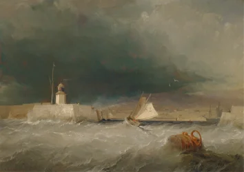Haven op een stormachtige dag