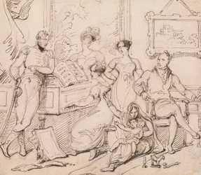 Een Familie Groep Rond een Piano