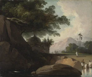 Indiaas landschap met tempel