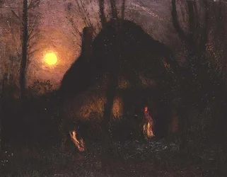 Cottage bij maanlicht